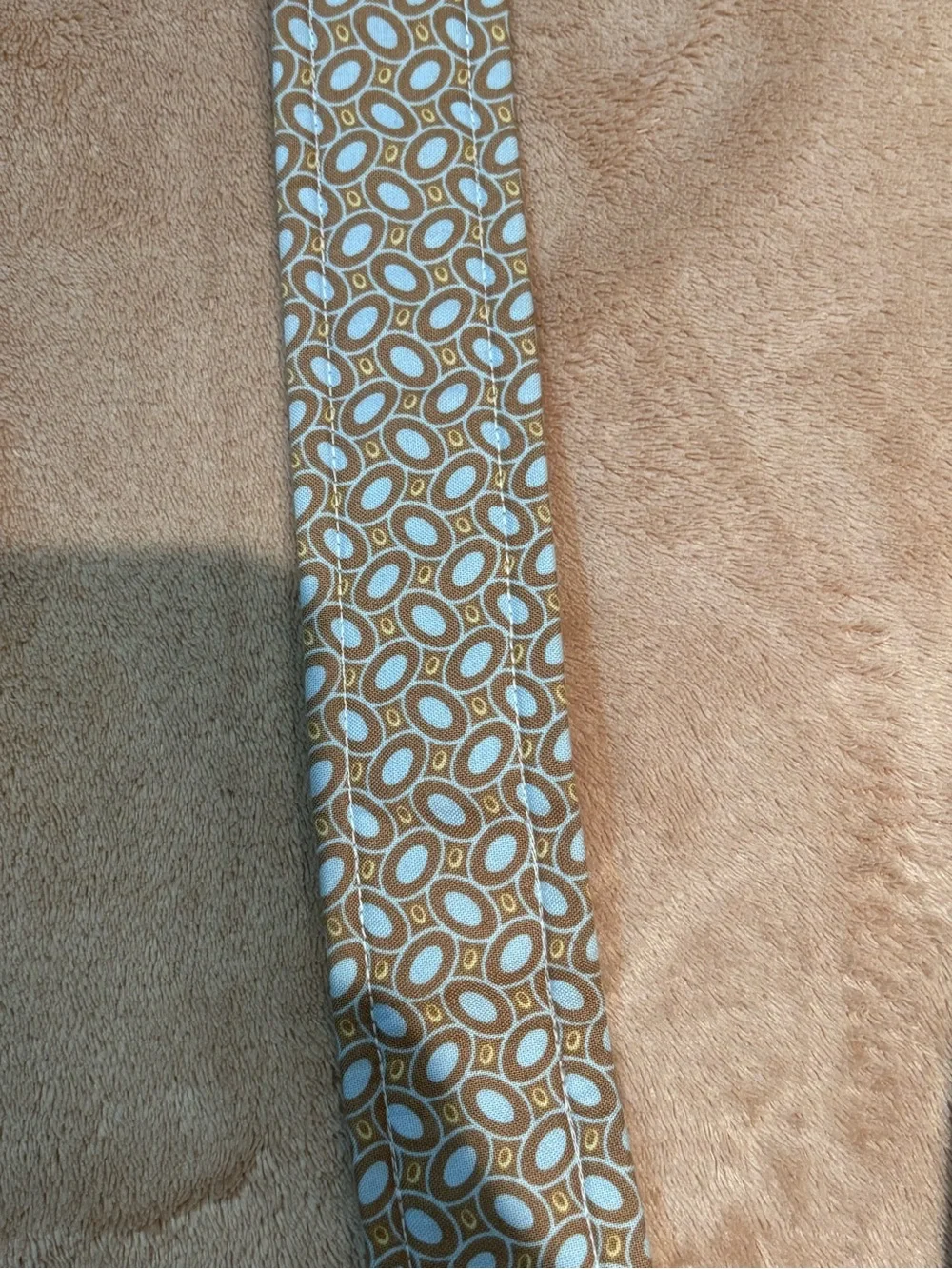 PreppyPotato Patterned Fabric Belt D-Ring Tan Blue 40.5” Preppy Style